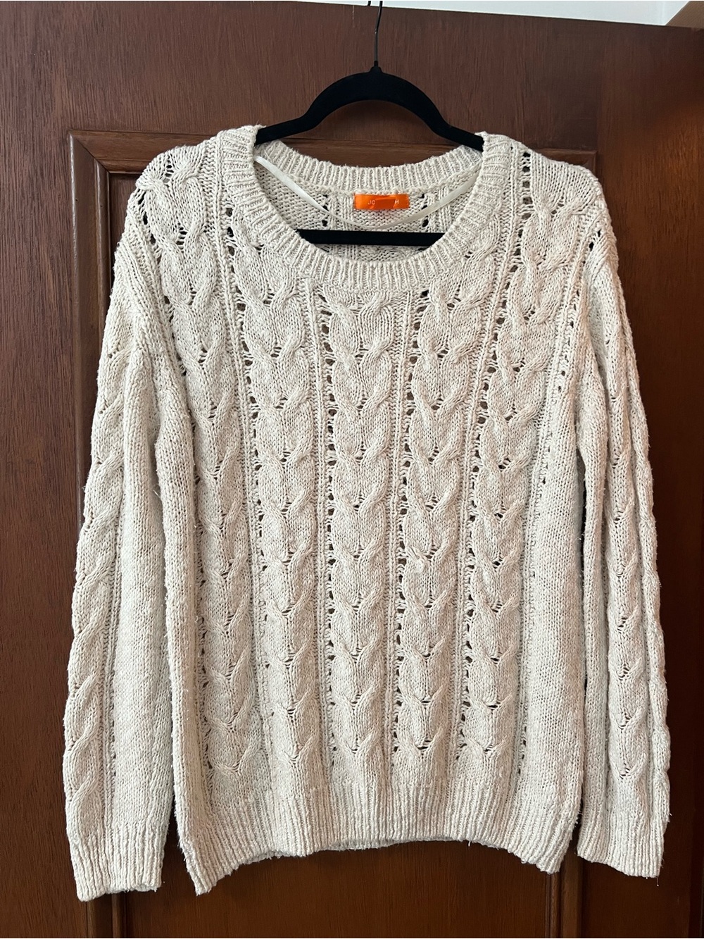 Joe Fresh Cream Cable-Textured Scoop Neck Sweater VGUC